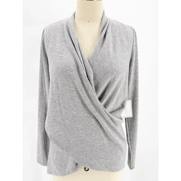 Revolve 1. State Cross Front Cozy Knit Top in Silver Heather S - Picture 2 of 14